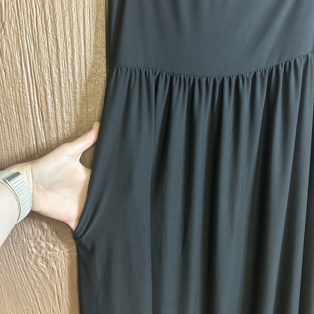 NWT 24Seven Comfort Apparel Maxi Skirt Black Pockets Foldover Casual Relaxed - Picture 4 of 8